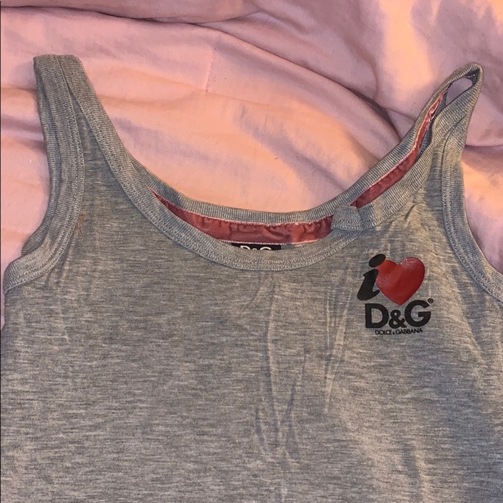 D&G “i ❤️ D&G” grey and pink tank